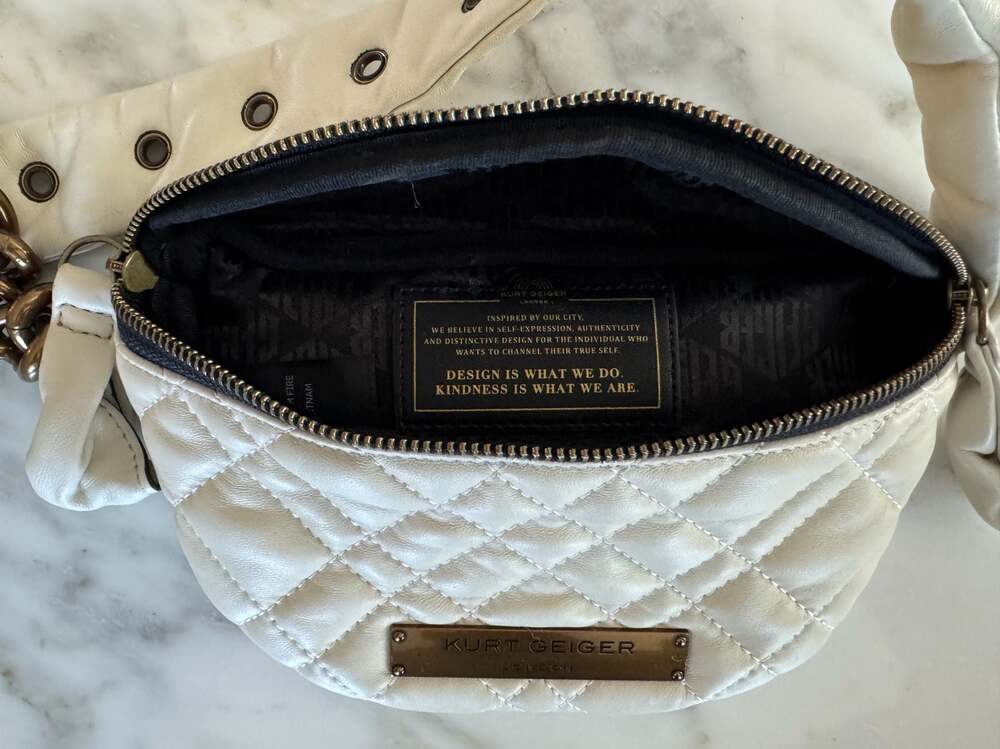 Kurt Geiger London quilted sling crossbody belt bag, cream-white-NWT - Picture 2 of 8